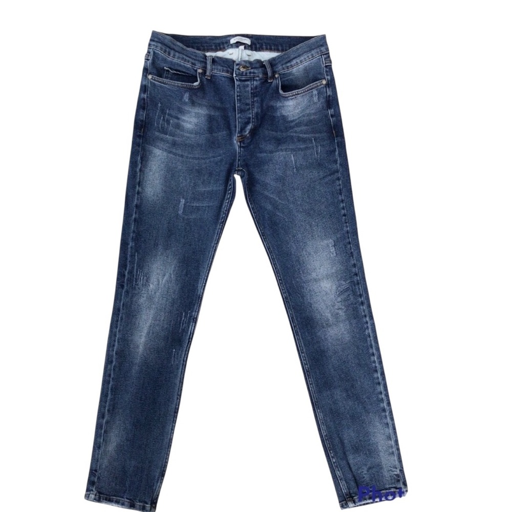 Bolongaro London Trevor Distressed Button Fly Hi Rise Jeans Size 32